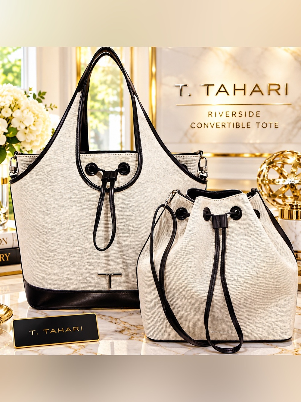 T. TAHARI Riverside Convertible Tote Bag-New